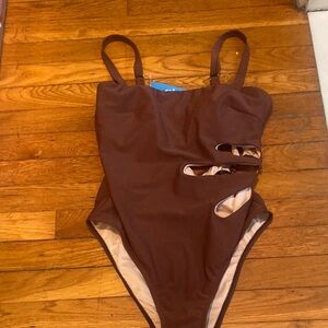 Cupshe Brown One Piece with Decorative Front
